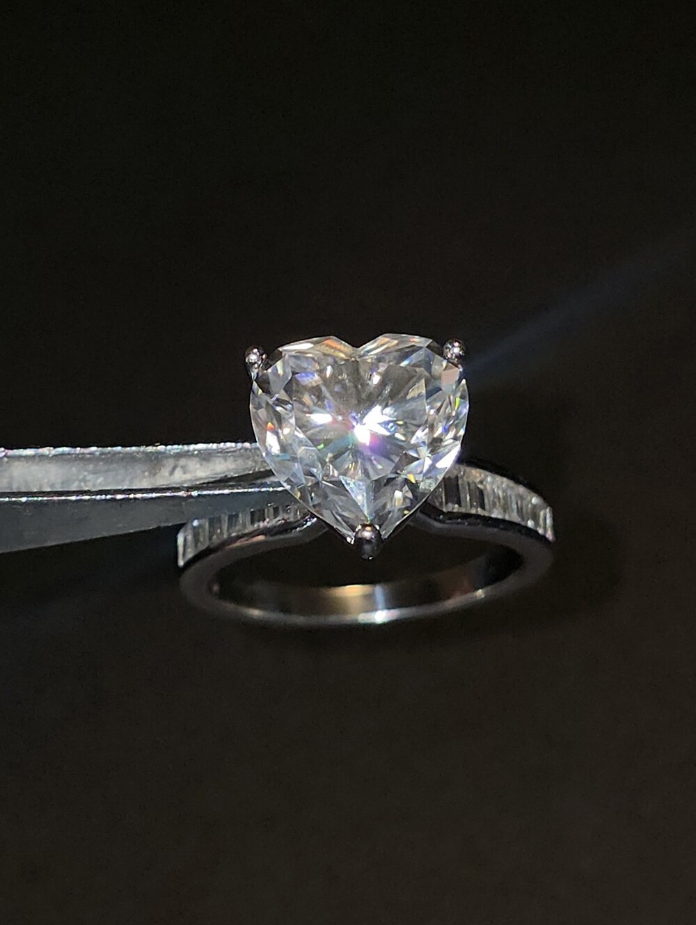 5 Carat Heart Cut Moissanite Engagement Ring | S925  Silver | Platinum Plated